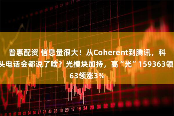 普惠配资 信息量很大！从Coherent到腾讯，科技巨头电话会都说了啥？光模块加持，高“光”159363领涨3%